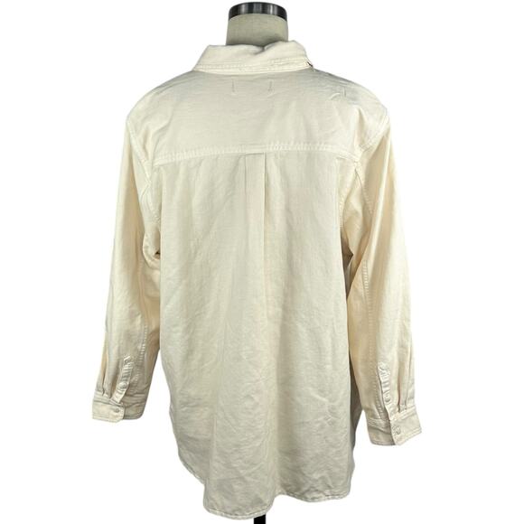 MADEWELL Cream Bone Garment Dyed Twill Shirt Jacket Women's Size 2X Plus Size - Picture 3 of 8